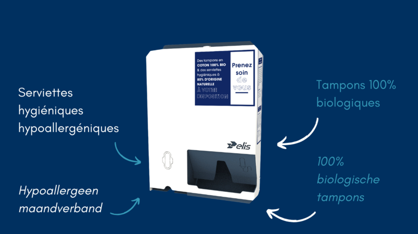 Ladybox maandverband dispenser tampon automaat werk entreprise distributeur tampons bandes hygiénièque menstruel